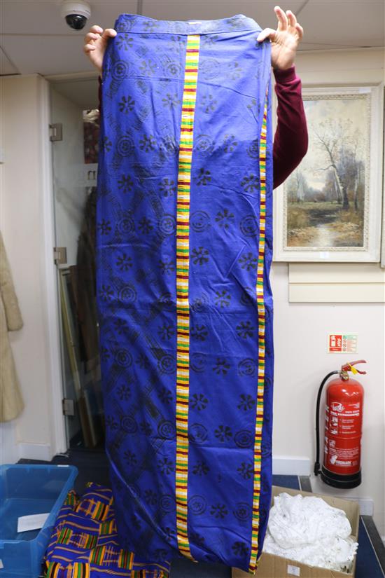 Ashanti textiles, mid 20th century, a full size kente, a full size shawl and a mourning kente